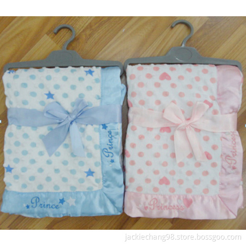 Printed Embrodiery Micro Mink Baby Blanket